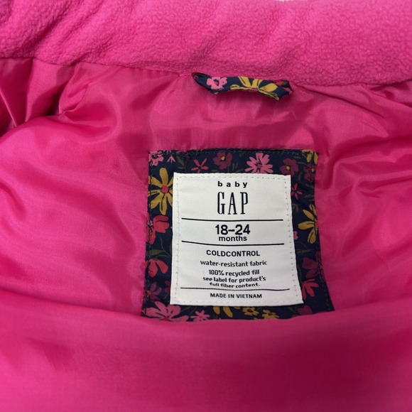 GAP Toddler Girl ColdControl Floral Puffer Vest Size 18-24‎ Months - Picture 4 of 6